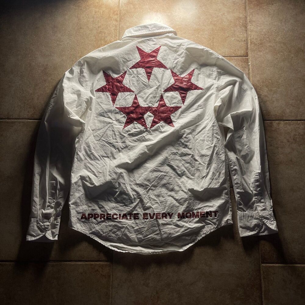 Junya Vatanabe Style Vintge Japanese White/Red Long Sleeve Collar Dress Shirt